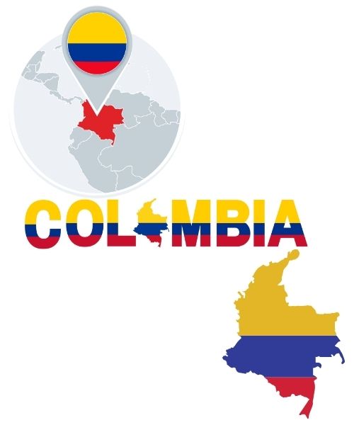 Colombia map and flag