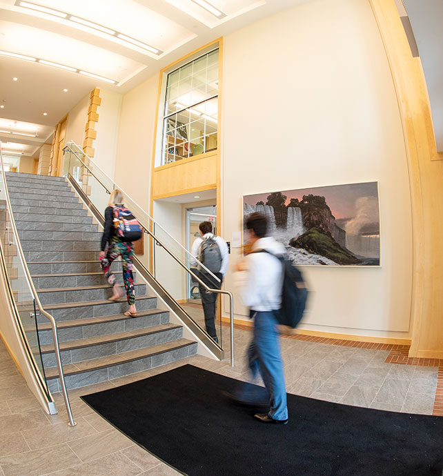 students in the hallway of a US Boarding school
